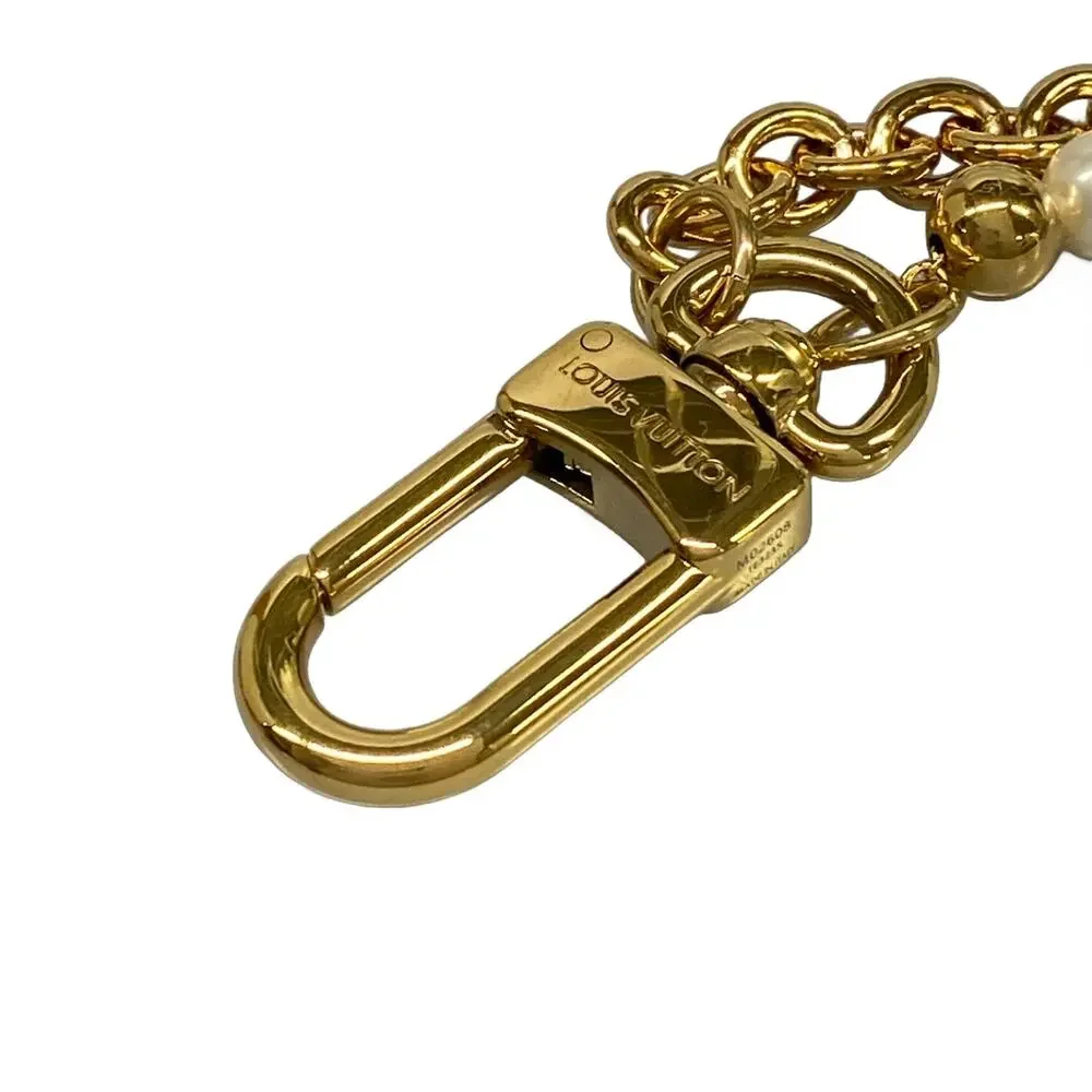 Louis Vuitton Bag Charm Gold Cream Hardware Faux Pearl